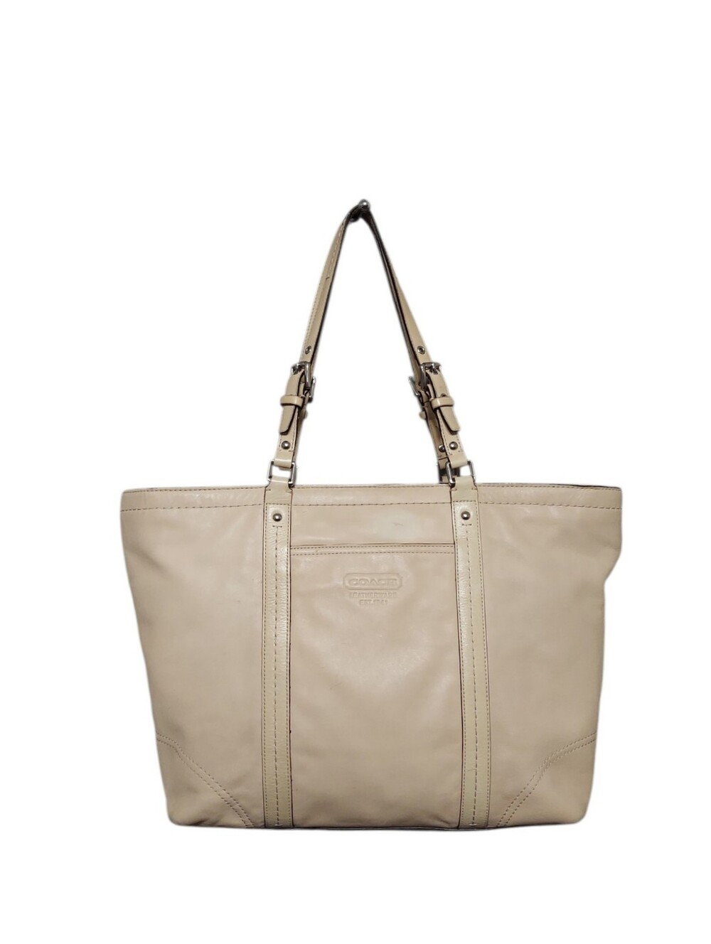 Coach Vintage Y2K East West Gallery Soft Tan Leather Zip Tote Bag No. F13098